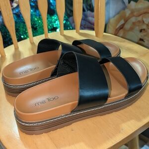Windsor Black and Tan Slide Sandals